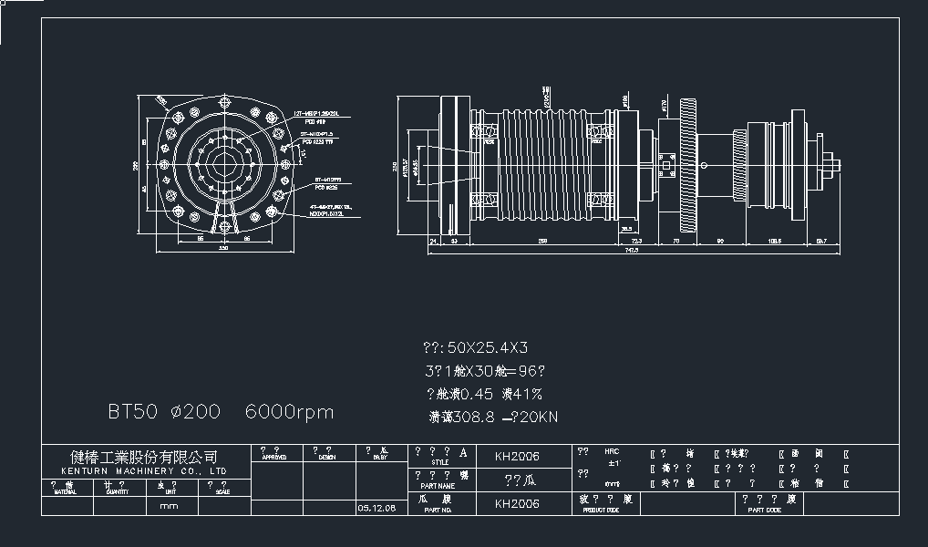 ����S�X݆ʽBT502006000rpm(KH2006)cad�D��dwg�D��